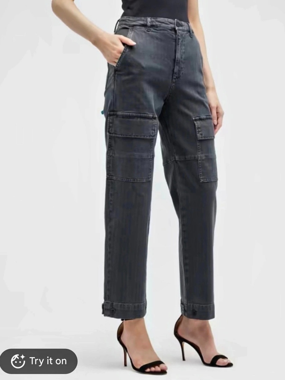 AG Jeans Caden Cargo Ankle Jeans in Black Waist 26